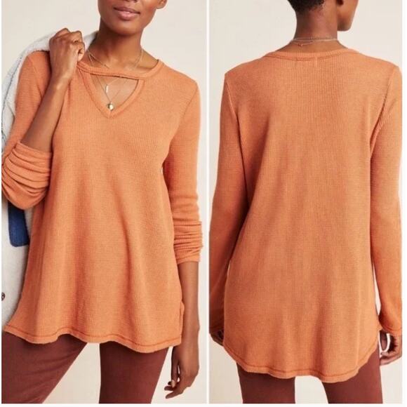 TLA Nadia Cut Out Waffle Knit Long Sleeve Shirt Womens Size XS Terracotta - Picture 1 of 7